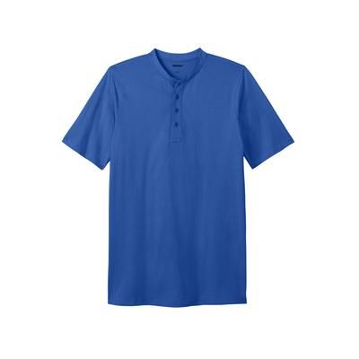Men's Big & Tall Shrink-Less Lightweight Henley Longer Length T-Shirt by KingSize in Heather Navy (Size 2XL) Henley Shirt