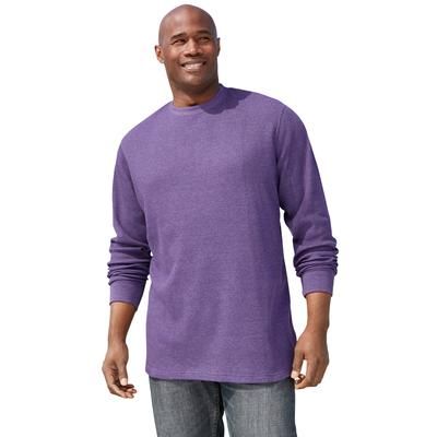 Men's Big & Tall Waffle-knit Thermal Crewneck Tee by KingSize in Heather Dark Purple (Size 4XL) Long Underwear Top