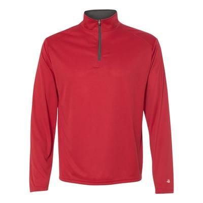 Badger Sport 4102 Men's Lightweight Long-Sleeve Quarter-Zip Performance Pullover T-Shirt size 3XL | Polyester BG4102