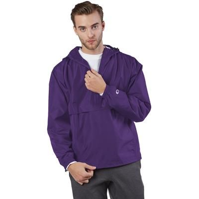 Champion CO200 Adult Packable Anorak 1/4 Zip Jacket in Purple size Small | Polyester