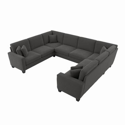 Bush Furniture Stockton 123W U Shaped Sectional Couch in Charcoal Gray Herringbone - SNY123SCGH-03K