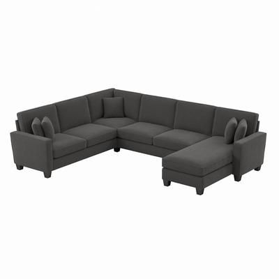 Bush Furniture Stockton 127W U Shaped Sectional Couch with Reversible Chaise Lounge in Charcoal Gray Herringbone - SNY127SCGH-03K