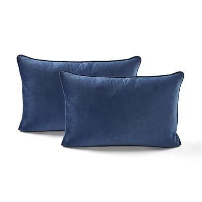 Velvet Solid Soft Decorative Pillow Cover Navy Pair 13x20 - Lush Decor 16T008323