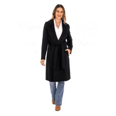 Classically Chic,'Black Baby Alpaca Blend Long Wrap Coat'