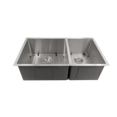 ZLINE Chamonix 33 Inch Undermount Double Bowl Sink in DuraSnow® Stainless Steel (SR60D-33S) - ZLINE Kitchen and Bath SR60D-33S