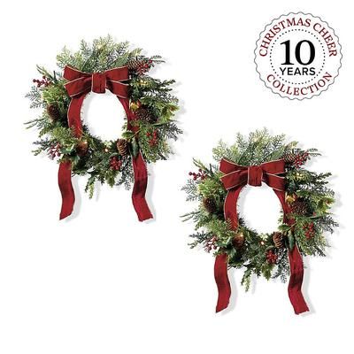 Set of 2, 12" Wreath - Christmas Cheer Patio Wreaths - Outdoor Holiday Décor - Frontgate