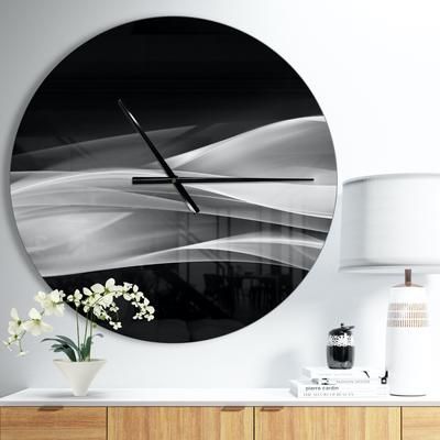 Glittering Silver Pattern Modern Wall Clock by Designart in Silver