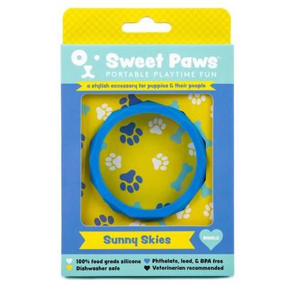 Wearable Sunny Skies Silicone Puppy Teether Chew Toy, Small, Blue