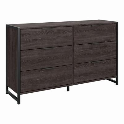 kathy ireland® Home by Bush Furniture Atria 6 Drawer Dresser in Charcoal Gray - Bush Business Furniture ARS160CRK