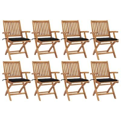 vidaXL Sedie da Giardino Pieghevoli con Cuscini 8 pz Massello di Teak