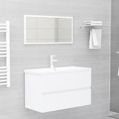 vidaXL Set Mobili da Bagno 2 pz Bianco in Truciolato