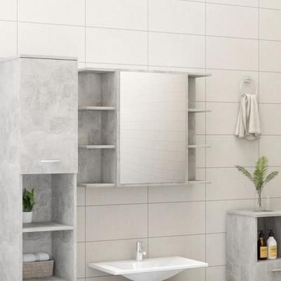 vidaXL Armadietto a Specchio Grigio Cemento 80x20,5x64cm in Truciolato