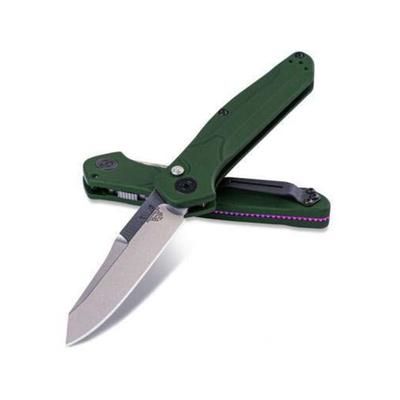 Benchmade Osborne Satin Automatic Folding Knife 3.4 in Reverse Tanto Olive Handle Green 9400