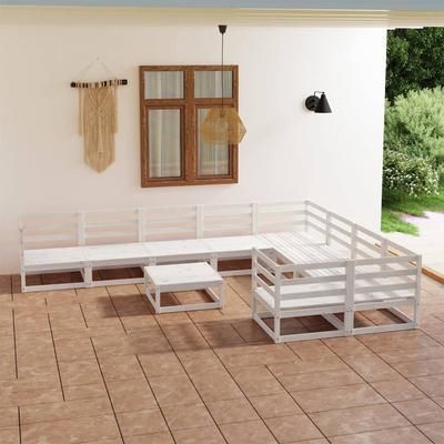 vidaXL Set Divani da Giardino 10 pz in Legno Massello di Pino