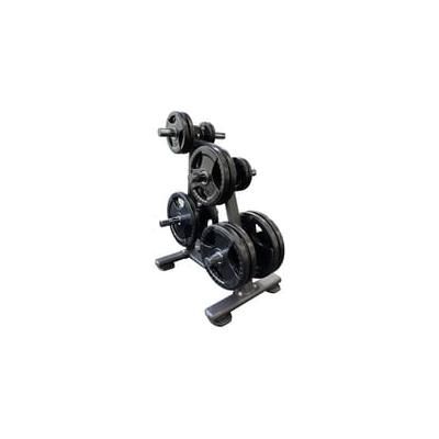 335-Pound Rubber Grip Weight Plate Set with Storage Rack