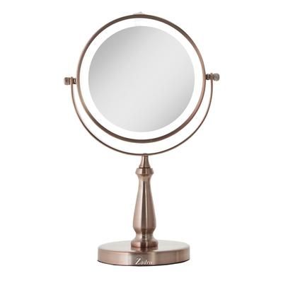 LED Lighted Dual Sided Vanity Mirror 8X/1X by Zadro Products Inc. in Rose