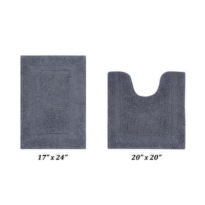 Lux Collectionis Bath Mat Rug 2 Piece Set (17" x 24" | 20" x 20") by Better Trends in Gray