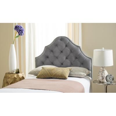 AREBELLE PEWTER VELVET TUFTED HEADBOARD SILVER NAIL HEAD (TWIN) - Safavieh MCR4034G-T