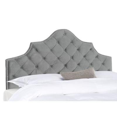 AREBELLE PEWTER VELVET TUFTED HEADBOARD SILVER NAIL HEAD (QUEEN) - Safavieh MCR4036G-Q