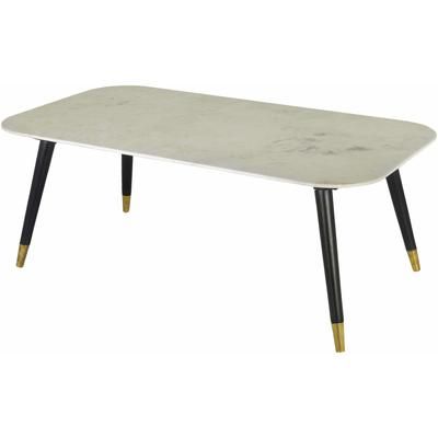 Daram 16"H x 23"W x 43"D Modern Coffee Table mable wood Black/White Furniture Piece - Hauteloom