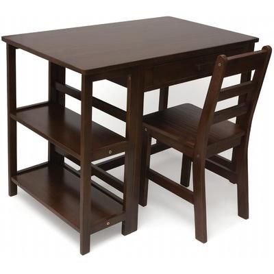 Lipper International Kids Work Station and Chair - Walnut