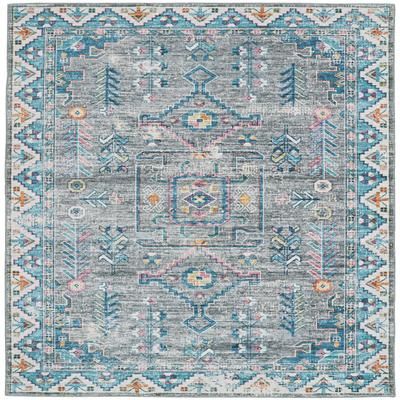 Washable Barron Grey/Green Rug by Linon Home Décor in Grey