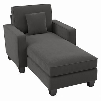 Bush Furniture Stockton Chaise Lounge with Arms in Charcoal Gray Herringbone - Bush Business Furniture SNM41SCGH-03K