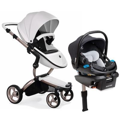 Mima Xari 4G + Maxi Cosi Coral XP Travel System Bundle - Rose Gold - Snow White / Black / Essential