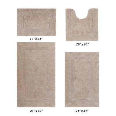 Lux Collections Bath Mat Rug 4 Piece Set (17" X 24" | 20" X 20" | 21" X 34" | 24" X 40") by Better Trends in Sand