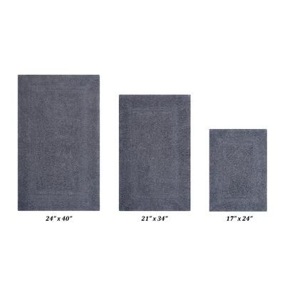 Lux Collectionis Bath Mat Rug 3 Piece Set (17" x 24" | 21" x 34" | 24" x 40") by Better Trends in Gray
