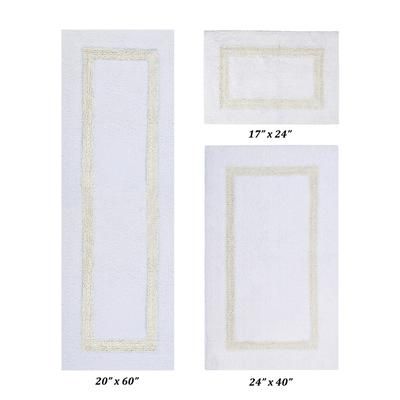 Hotel Collectionis Bath Mat Rug 3 Piece Set (17" x 24" | 24" x 40" | 20" x 60") by Better Trends in White Ivory