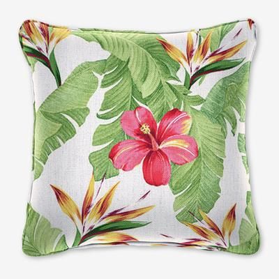 BH Outdoor Performance 16" Sq. Toss Pillow by BrylaneHome in Hibiscus Outdoor Patio Accent Pillow Cushion