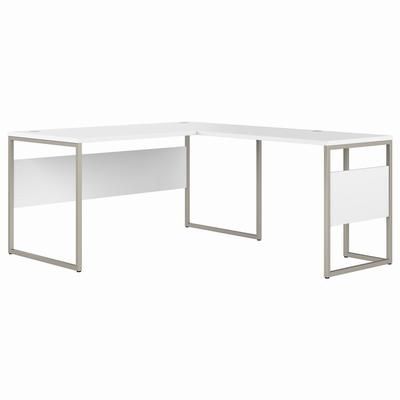 Bush Business Furniture Hybrid 60W x 30D L Shaped Table Desk with Metal Legs in White - Bush Business Furniture HYB027WH