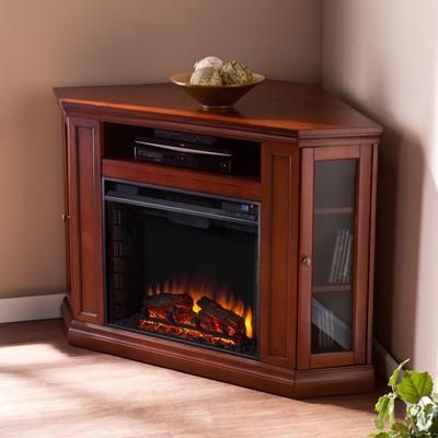 Claremont Convertible Media Electric Fireplace by SEI Furniture in Mahogany