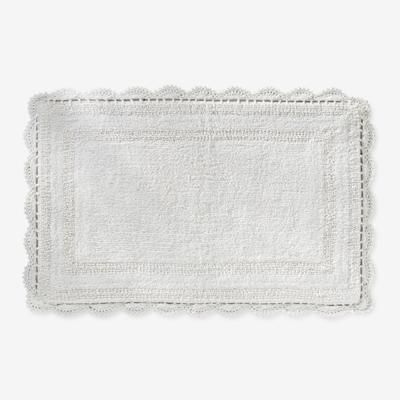 Rectangular Crochet Bath Mat by BrylaneHome in White (Size 21X34 RECT)