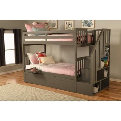 Kelcie Twin - Twin Bunk Bed Dark Gray - Trundle Bed+Tray - Kodiak Furniture KFTTKLCTGRT8