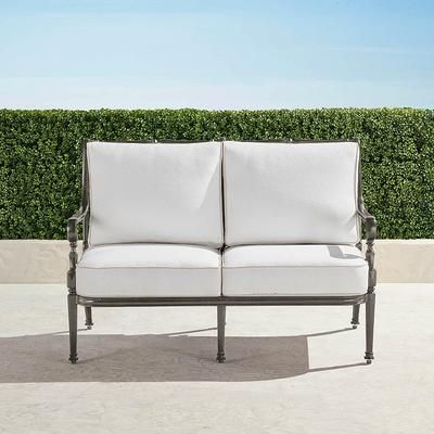 Carlisle Loveseat with Cushions in Slate Aluminum - Standard, Leaf - Frontgate