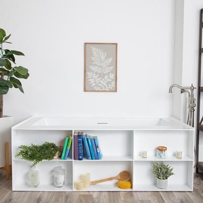 Randolph Morris Lieke 71 Inch Shelved Acrylic Freestanding Bathtub RMTW032-MB