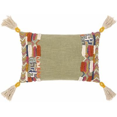 Dorsalanam 14"L x 22"W Pillow Moroccan Plush Cotton Burnt Orange/Camel/Charcoal/Cream/Dusty Sage/Navy/Olive/Rose/Sky Blue/Medium Gray/Dark Pink Lumbar Pillow - Boutique Rugs