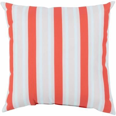 Minuri 26" Square Coastal Pillow plush Coral/Light Gray/Pale Blue Outdoor Throw Pillow - Boutique Rugs