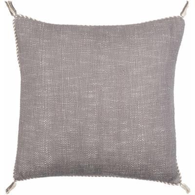 Gebze 22" Square Cottage Pillow plush Cotton Cream/Gray Lumbar Pillow - Boutique Rugs