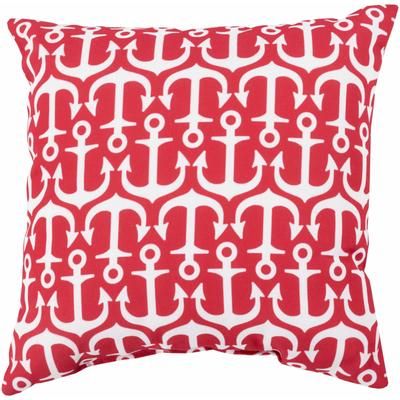 Nilombot 20" Square Coastal Pillow plush Off White/Red Outdoor Throw Pillow - Boutique Rugs