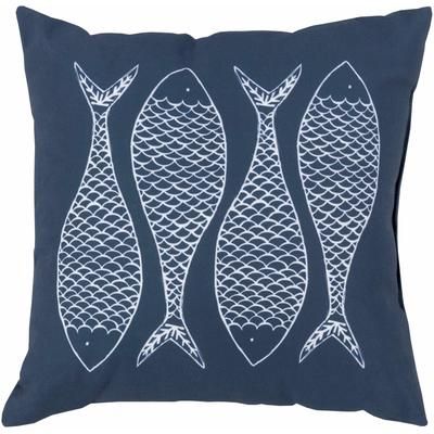 Cabuyao 18" Square Coastal Pillow plush Dark Blue/Ivory/Navy Outdoor Throw Pillow - Boutique Rugs