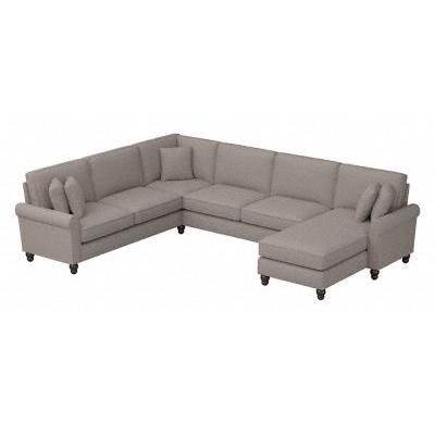 Bush Furniture Hudson 128W U Shaped Sectional Couch with Reversible Chaise Lounge in Beige Herringbone - Bush Furniture HDY127BBGH-03K