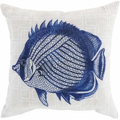 Imbang 26" Square Coastal Pillow plush Light Beige/Navy/White/Peach Outdoor Throw Pillow - Boutique Rugs