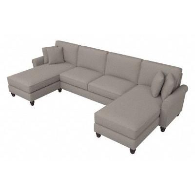 Bush Furniture Hudson 131W Sectional Couch with Double Chaise Lounge in Beige Herringbone - Bush Furniture HDY130BBGH-03K