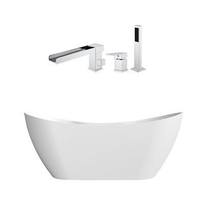 Randolph Morris Maxwell 67 Inch Acrylic Double Slipper Freestanding Tub and Faucet Package RMD75-CPF5
