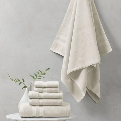 Beautyrest 100% Cotton Feather Soft Towel 6PC Set in Ivory - Olliix BR73-2436