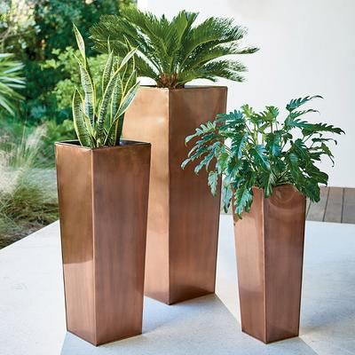 Stainless Steel Tall Tapered Planter - Copper, 42"H/Copper - Grandin Road