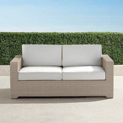 Palermo Loveseat in Dove Wicker - Standard, Sailcloth Seagull - Frontgate